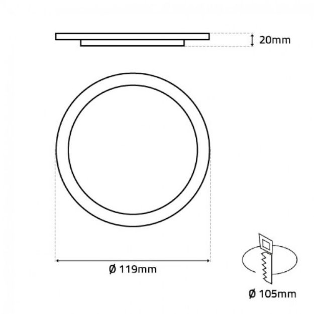 Imagem de DOWNLIGHT DE ENCASTRAR EM LED REDONDO IP20 800lm 3000K 12W ORION LEDUP